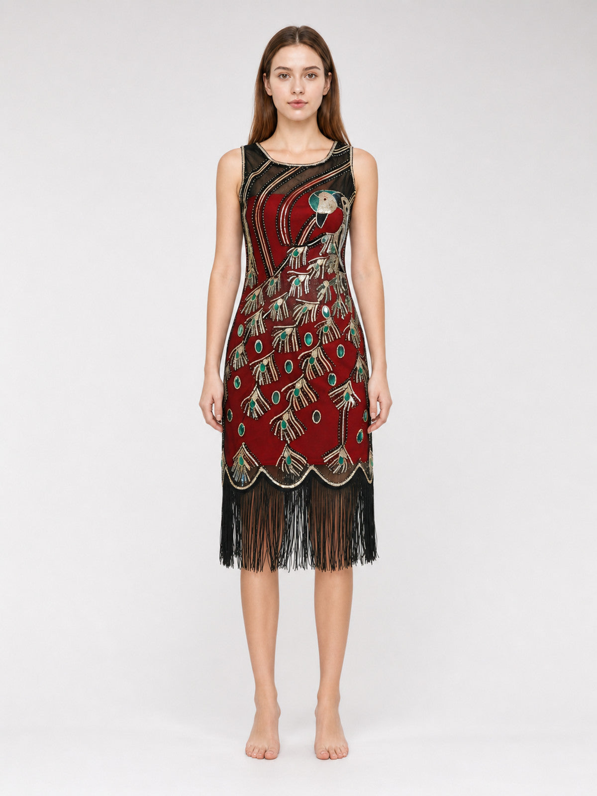 Gatsby-Style Fringed Dress for the Stage front view
