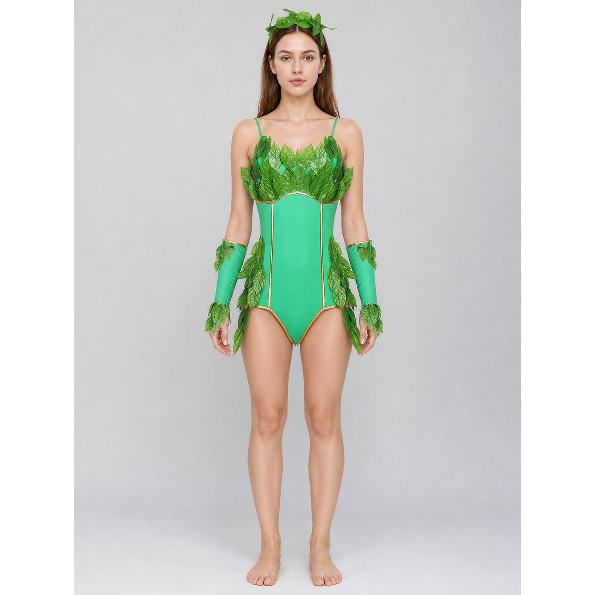 Carnival Costume: Bodysuit, Headband, and Arm Warmers on-model view