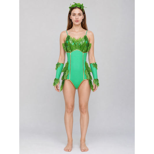 Carnival Costume: Bodysuit, Headband, and Arm Warmers on-model view