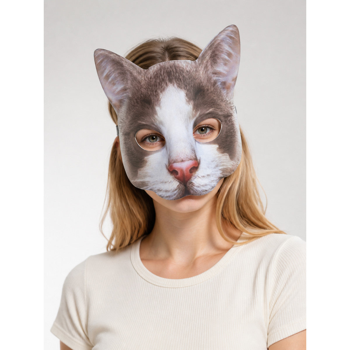 Carnival Cat Half-Mask Halloween Headpiece main product view