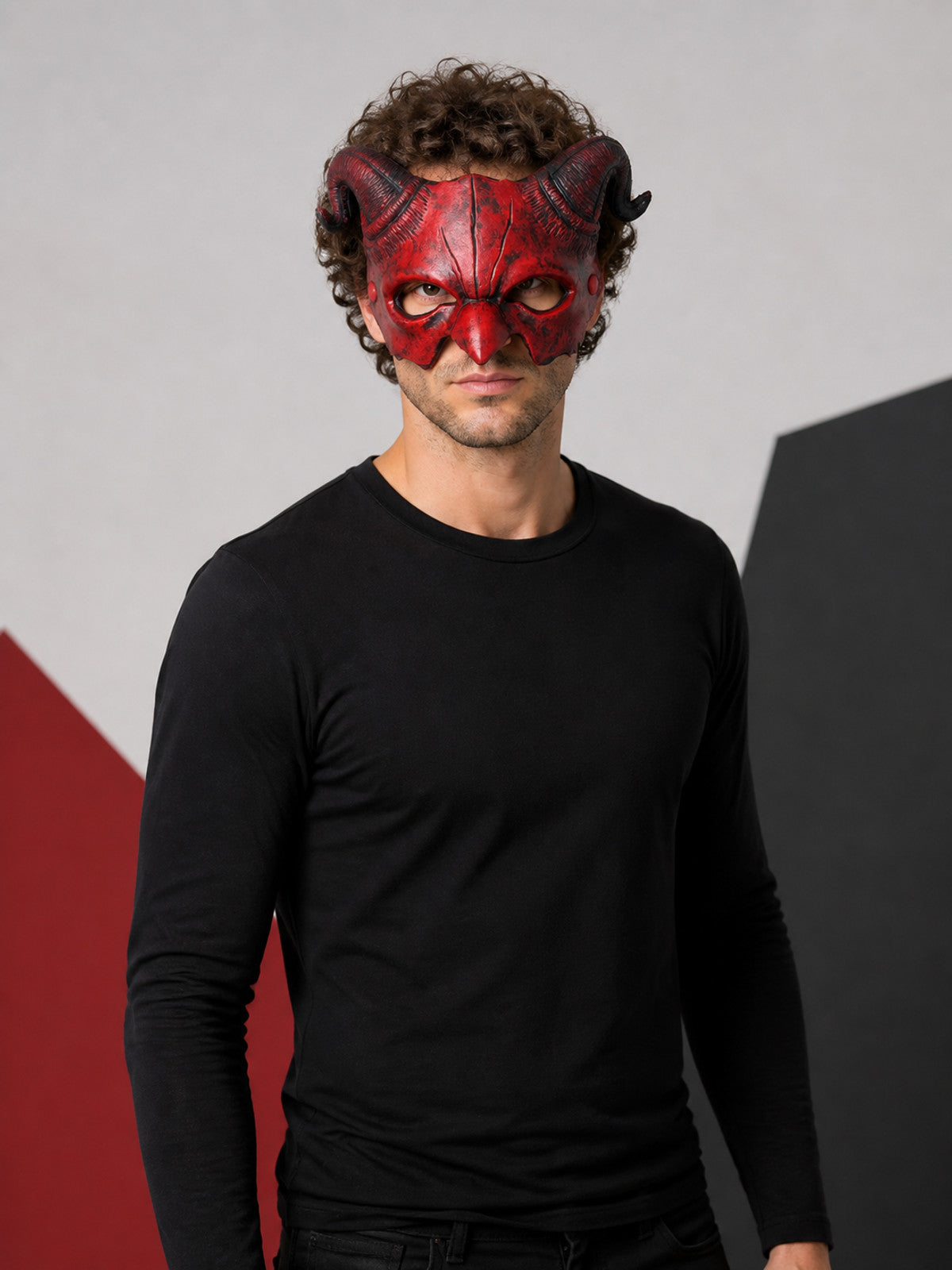 Red and Black Demonic Carnival Mask for Halloween