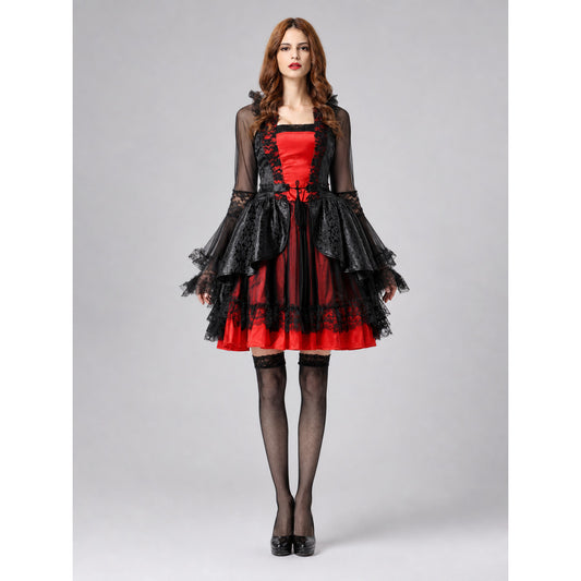 Gothic Vampire Costume: Dress, Cape, and Belt
