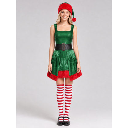 Elf costume with hat, red and green