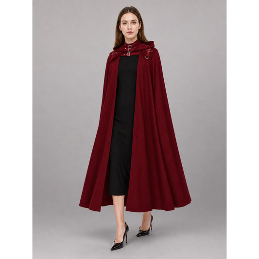 Red long hooded costume cloak