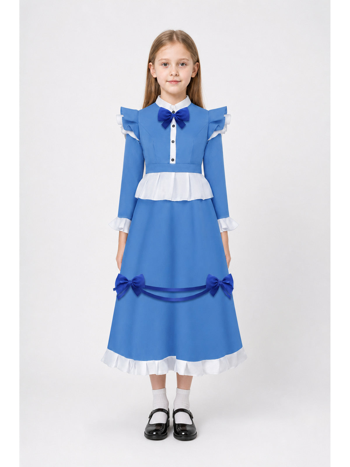 Blue Dress with Ruffles and Bows for Halloween Cosplay main product view