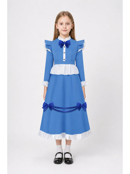 Blue Dress with Ruffles and Bows for Halloween Cosplay main product view