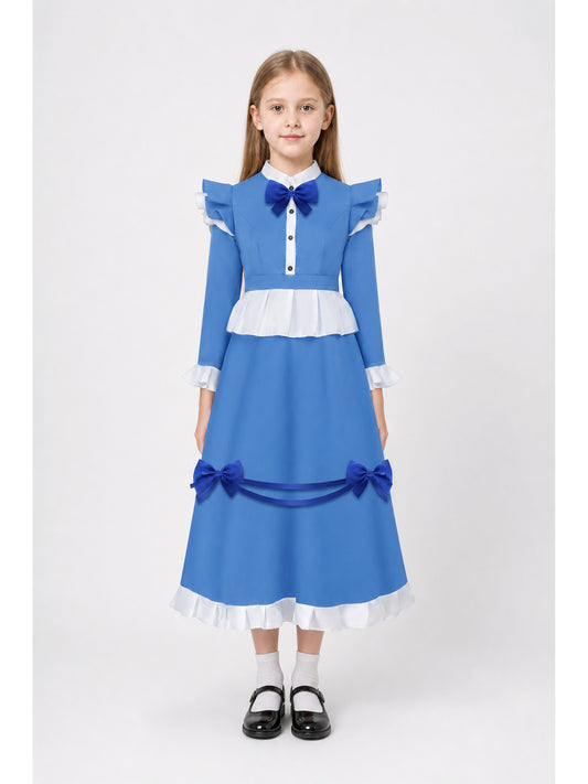 Blue Dress with Ruffles and Bows for Halloween Cosplay main product view