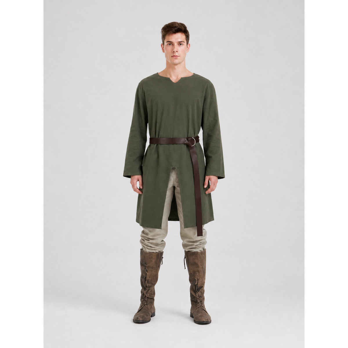 Green Medieval Robe, Long Sleeves, Loose Fit