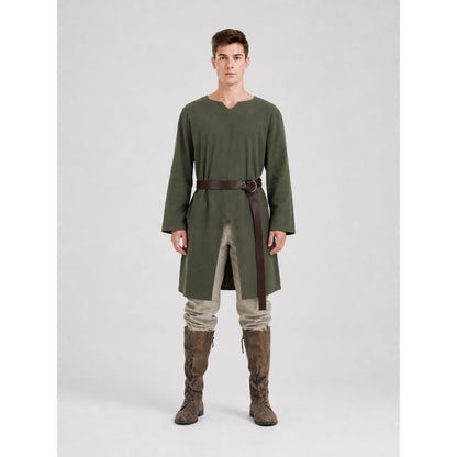 Green Medieval Robe, Long Sleeves, Loose Fit