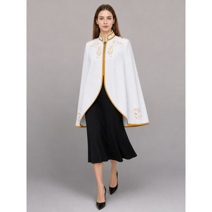White carnival jacket with gold trim front view