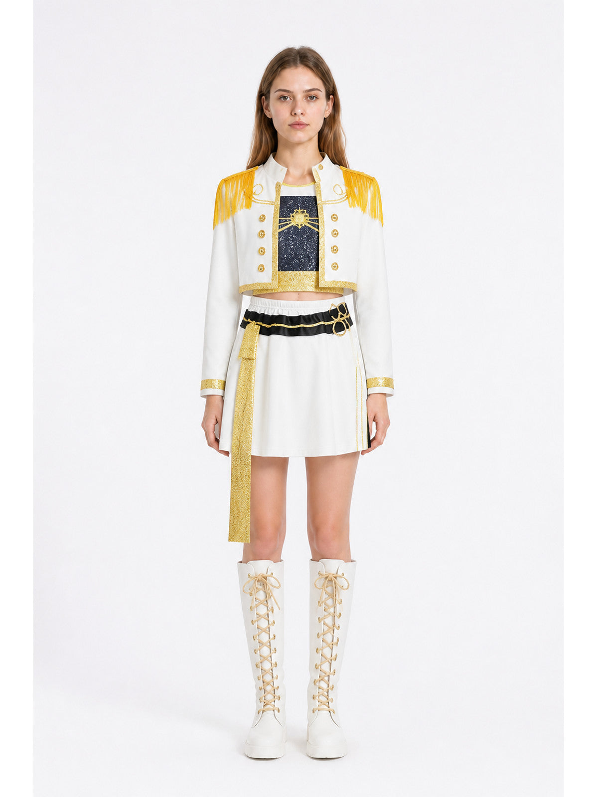 Three-Piece White and Gold Cosplay Costume main product view