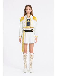 Three-Piece White and Gold Cosplay Costume