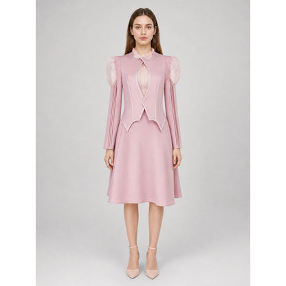 Glinda Cosplay Costume, Pink Dress with Puff Sleeves