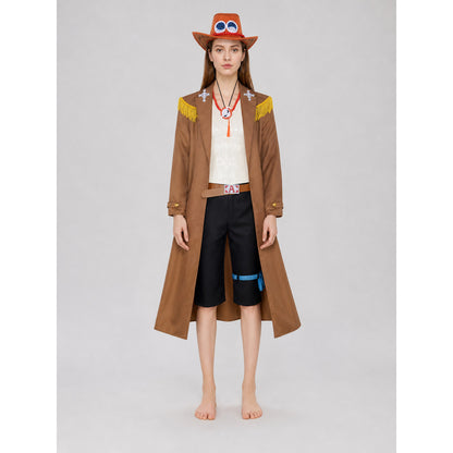Ace One Piece Cosplay Costume with Coat and Accessories on-model view