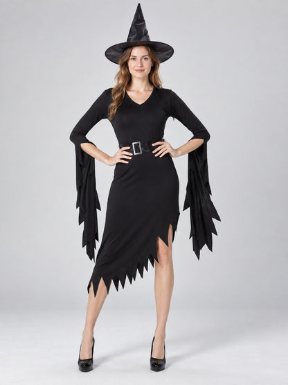 Witch Costume: Black Dress, Belt, Hat