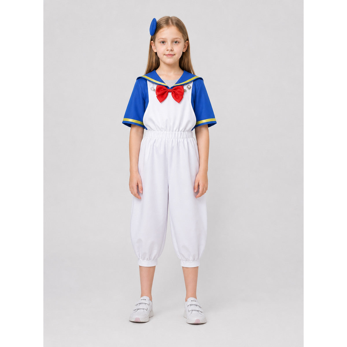 Children’s Donald Duck Jumpsuit with Red Bow Tie on-model view