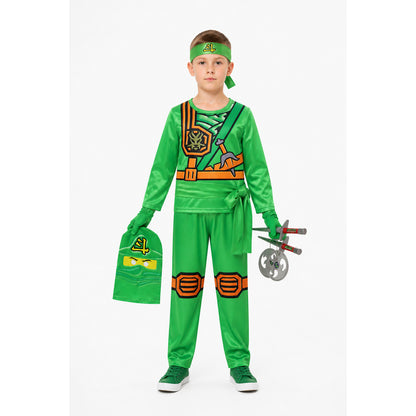 Green Ninja Costume with Mask and Gloves main product view