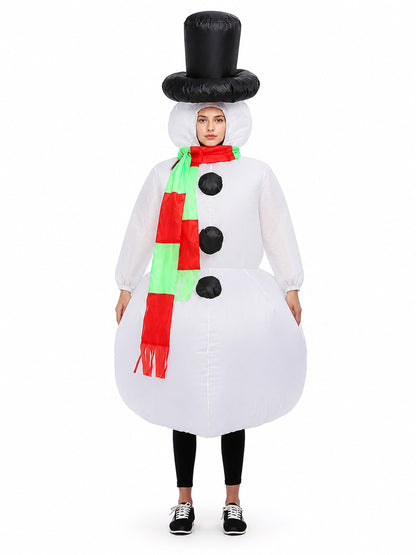 Inflatable Snowman Costume with Hat and Scarf front view