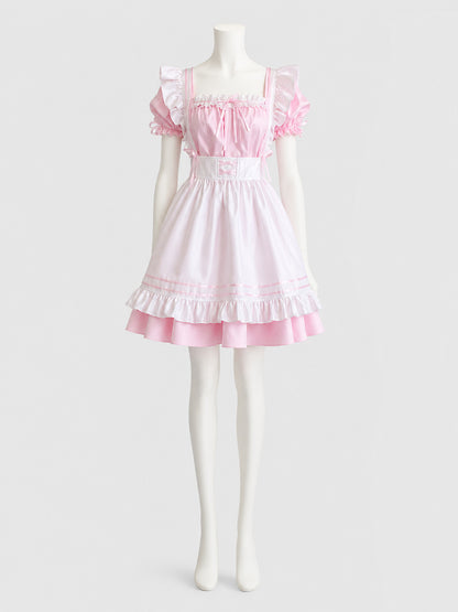 Lolita Dress with Apron and Tiered Ruffles