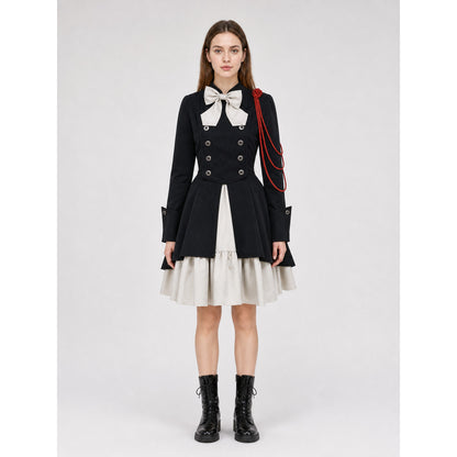 Gothic Double-Breasted Dress with Long Sleeves on-model view