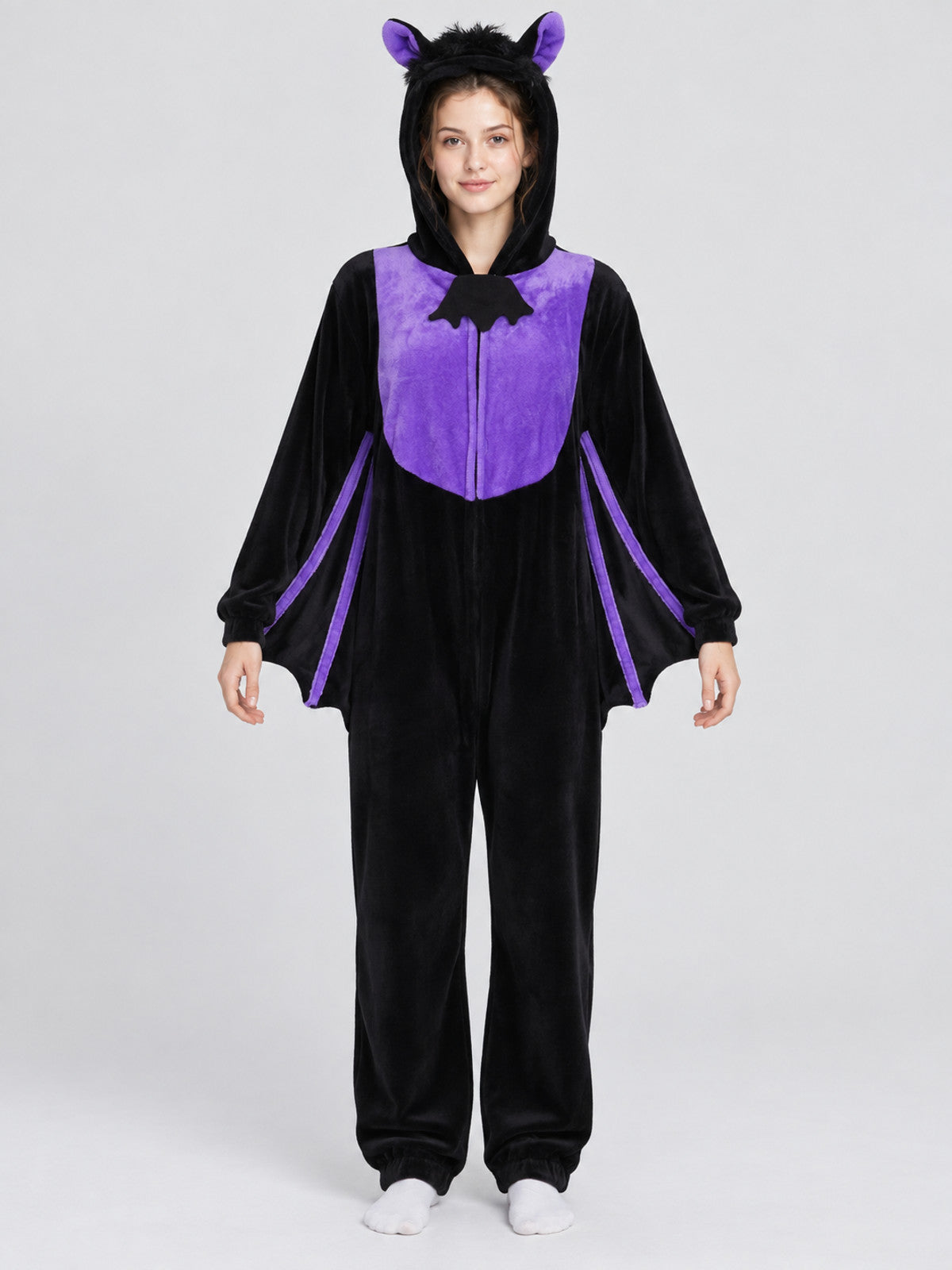 Bat Pajama Jumpsuit with Ears and Wing Details