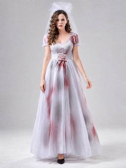 Ghost Bride Halloween Costume with Veil