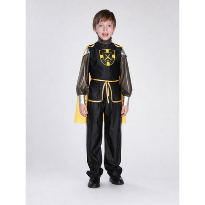 Children's knight costume with tunic, cape, and pants