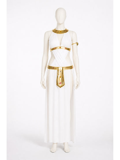 Cleopatra Costume, White Dress with Gold Accents main product view