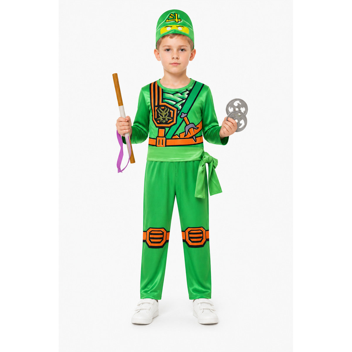 Ninja Costume Jumpsuit with Mask and Weapons main product view