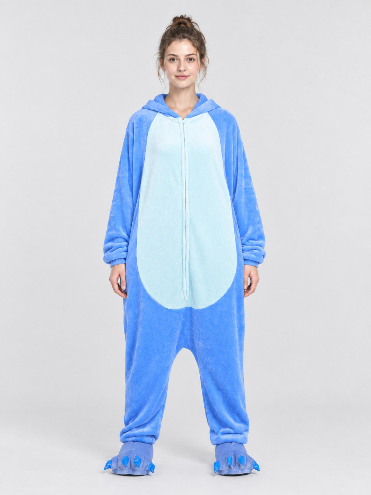 Blue Insulated Kigurumi Pajama with Hood and Zipper