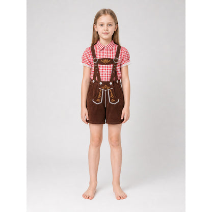 Folk-Style Costume: Plaid Shirt and Shorts on-model view