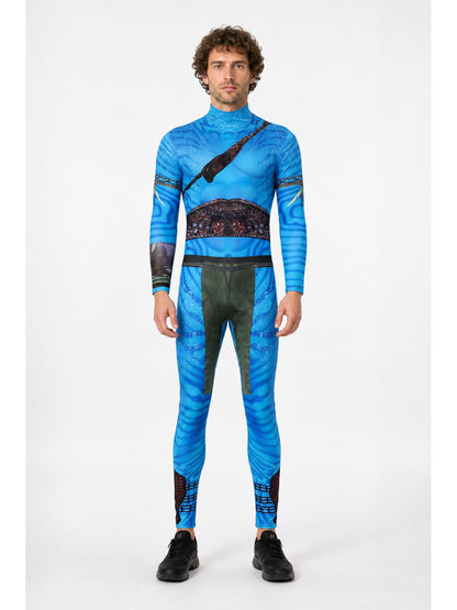Avatar 3 Cosplay Jumpsuit, Blue, High Collar main product view