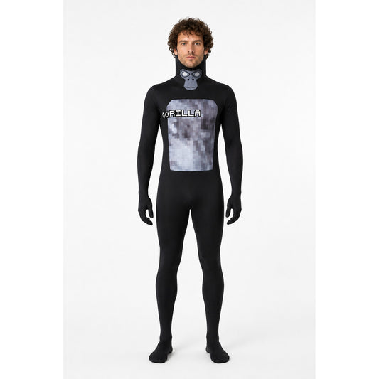 Hooded Gorilla Print Cosplay Jumpsuit main product view