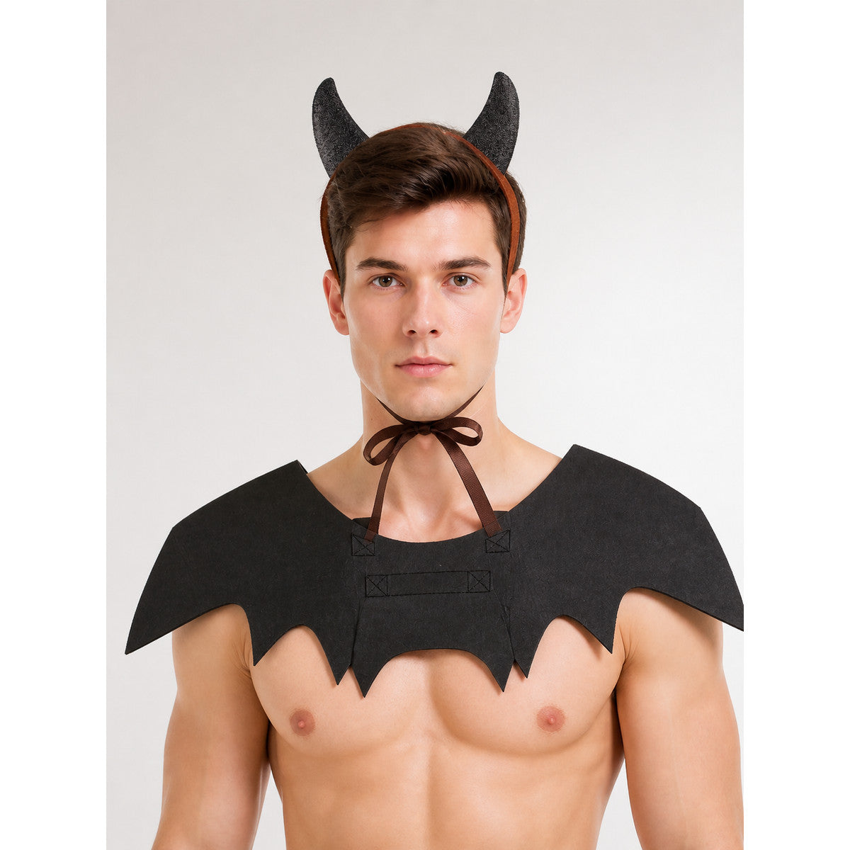 Black Carnival Headband with Wings and Horns for Halloween main product view