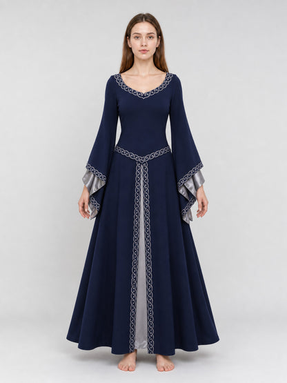 Long-Sleeve Medieval-Style Maxi Dress front view