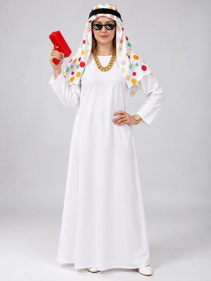 White carnival costume with scarf and accessories