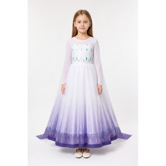 Long Elsa Dress with Mesh for Halloween main product view