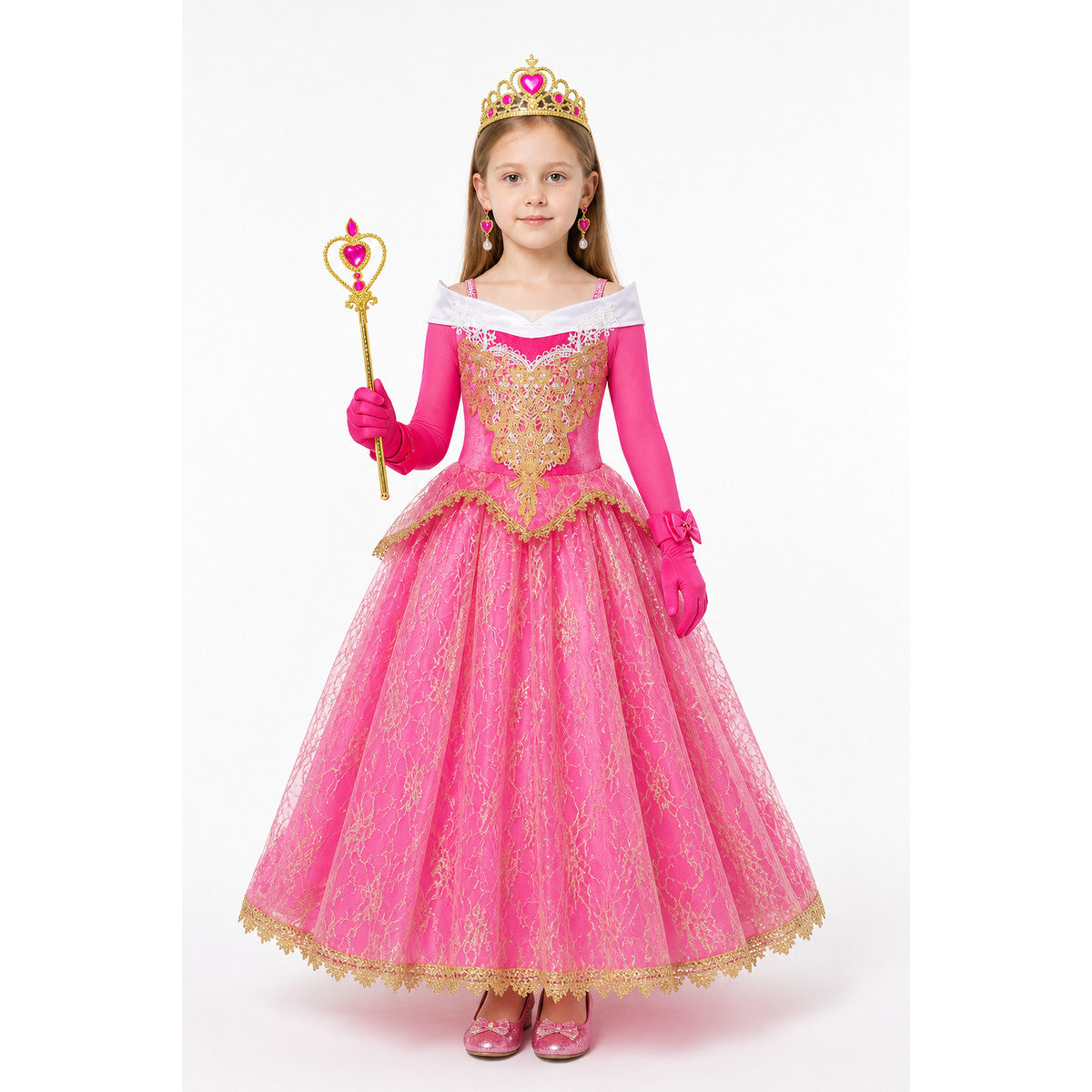Aurora Princess Costume with Dress and Crown for Halloween main product view