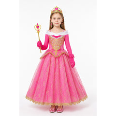 Aurora Princess Costume with Dress and Crown for Halloween