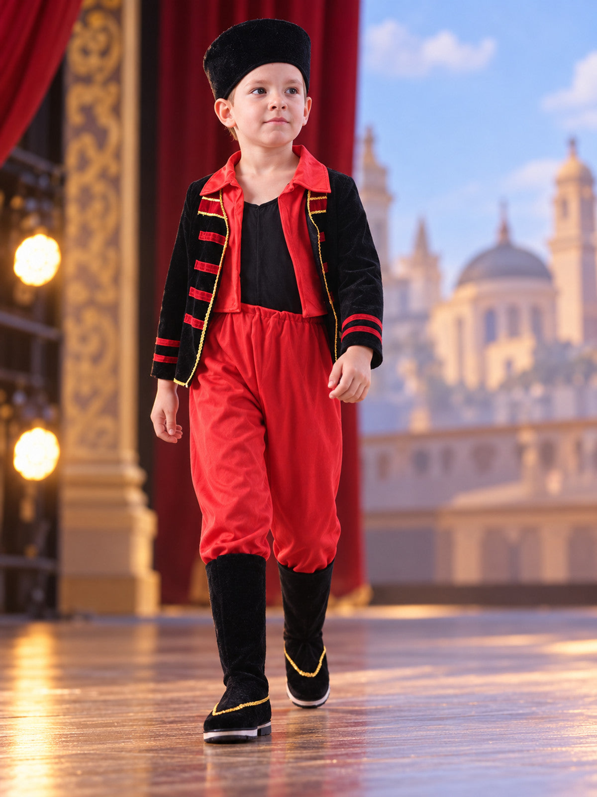 Children’s stage costume with shoes and headwear main product view