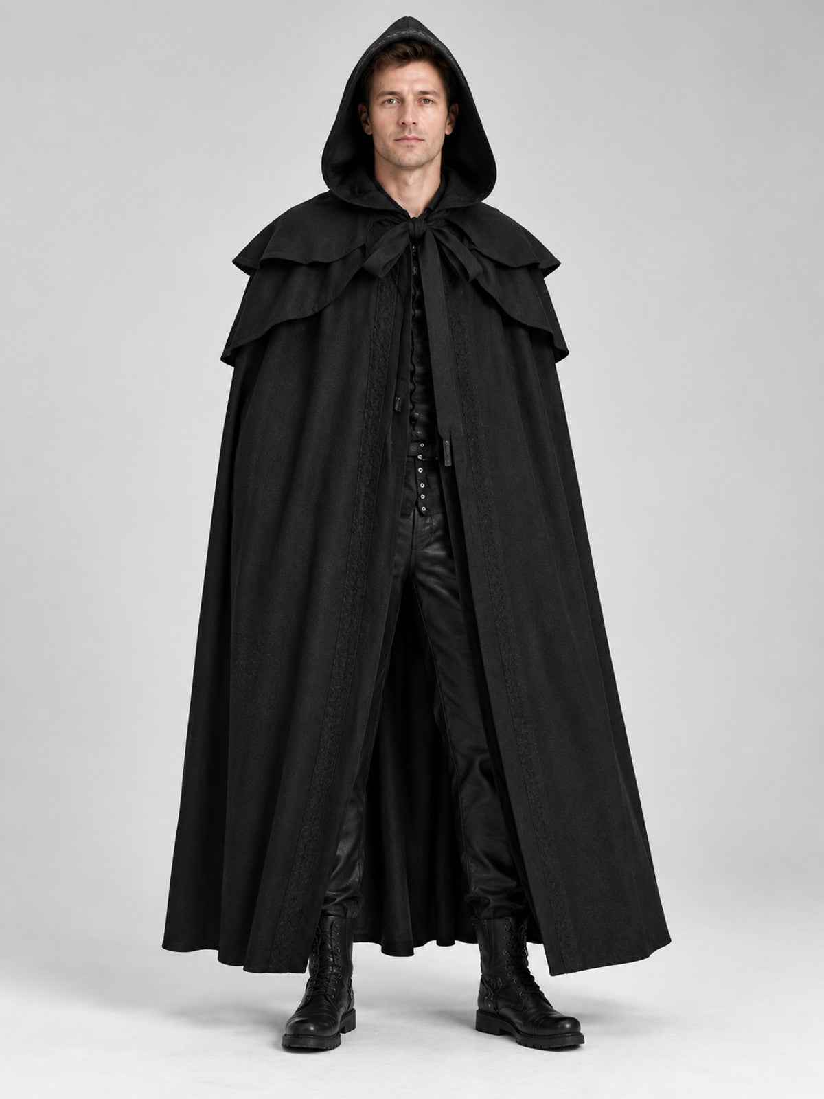 Long Loose Hooded Cloak Cape Black