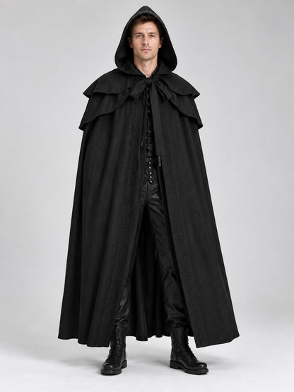 Long Loose Hooded Cloak Cape Black
