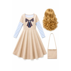 Children's carnival costume with wig and handbag