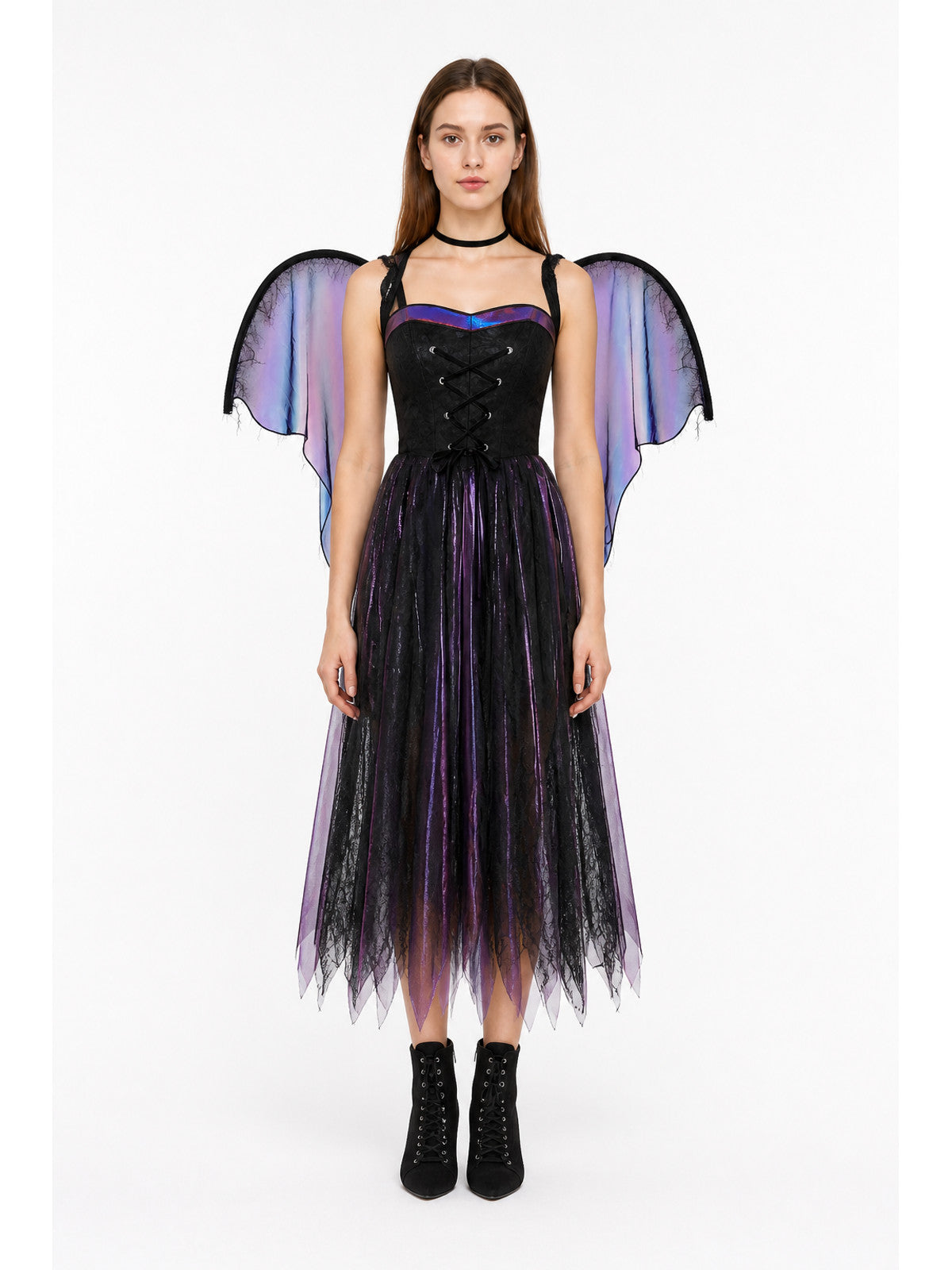 Long Gothic Dress with Wing Sleeves main product view
