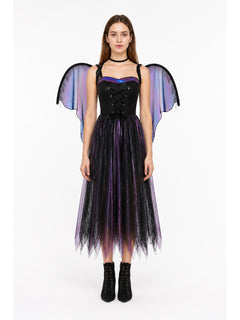 Long Gothic Dress with Wing Sleeves