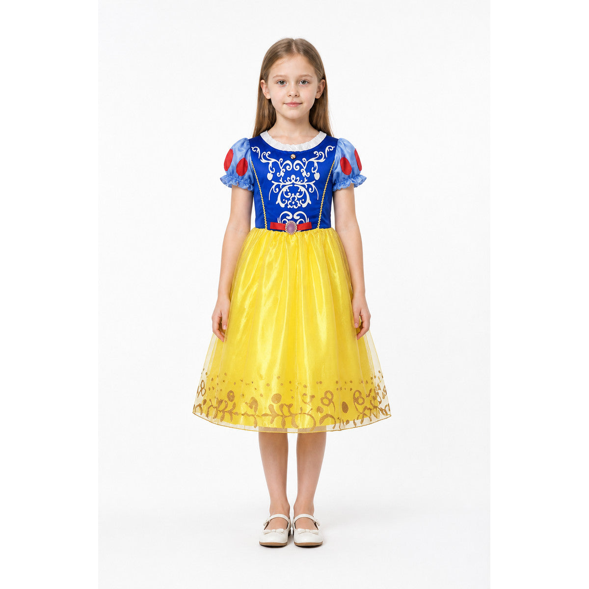 Children's Dress with Short Sleeves and a Red Belt main product view