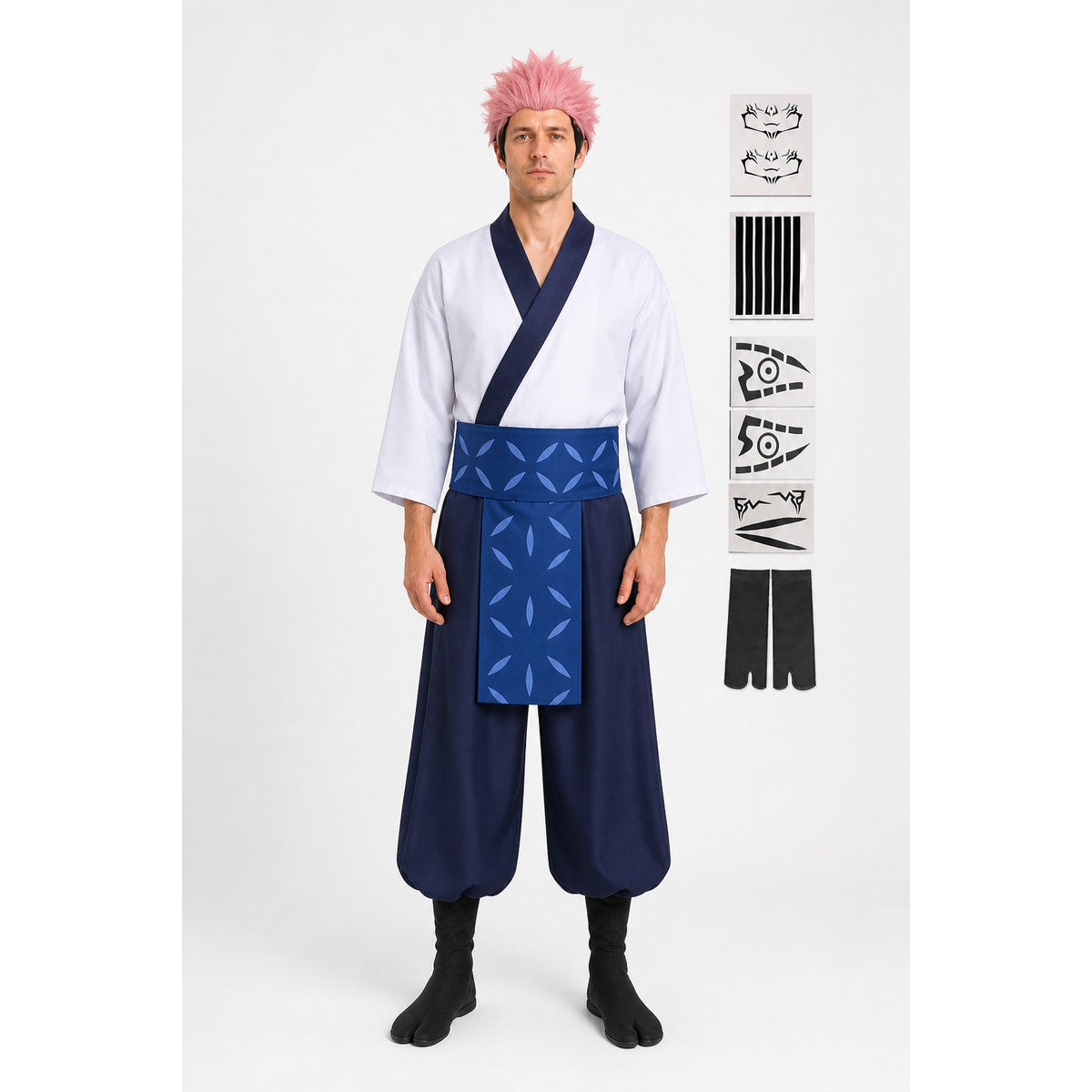 Sukuna Jujutsu Kaisen Cosplay Costume with Wig and Stickers main product view