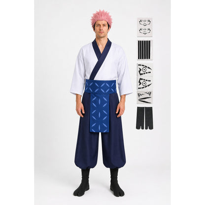 Sukuna Jujutsu Kaisen Cosplay Costume with Wig and Stickers main product view