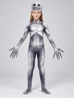 Zombie Costume with Anatomical Print and Skull Mask