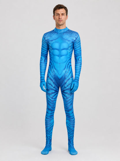 Avatar Na’vi Cosplay Jumpsuit Costume with Tail on-model view
